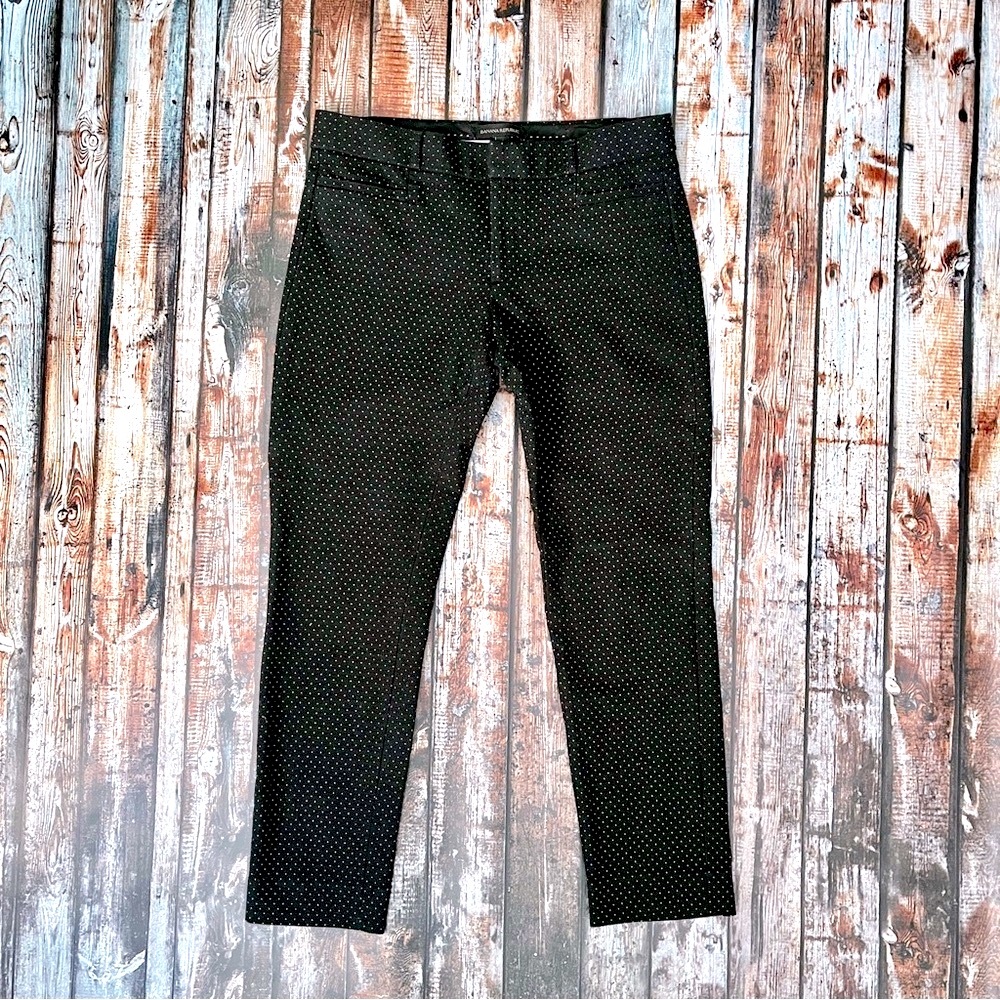 Banana Republic Sloan Black Polka Dot Dress Pants